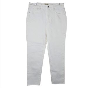 Madewell The Perfect Vintage High Rise Tapered Leg Raw Hem White Jeans Size 28